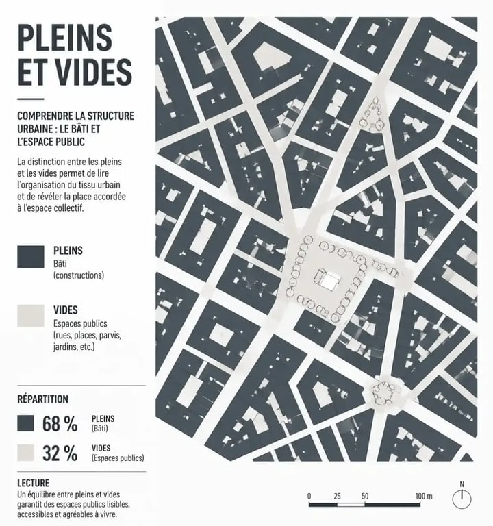 Schéma illustrant les pleins et les vides dans le tissu urbain