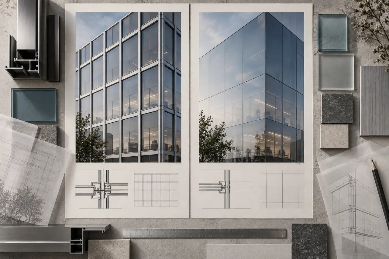 Mur-rideau aluminium : trame visible ou continuité du vitrage, quel choix pour la façade ?