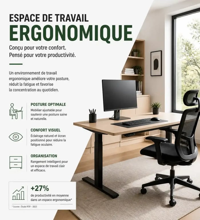 Exemple d'architecture interieur bureau ergonomique avec éclairage naturel