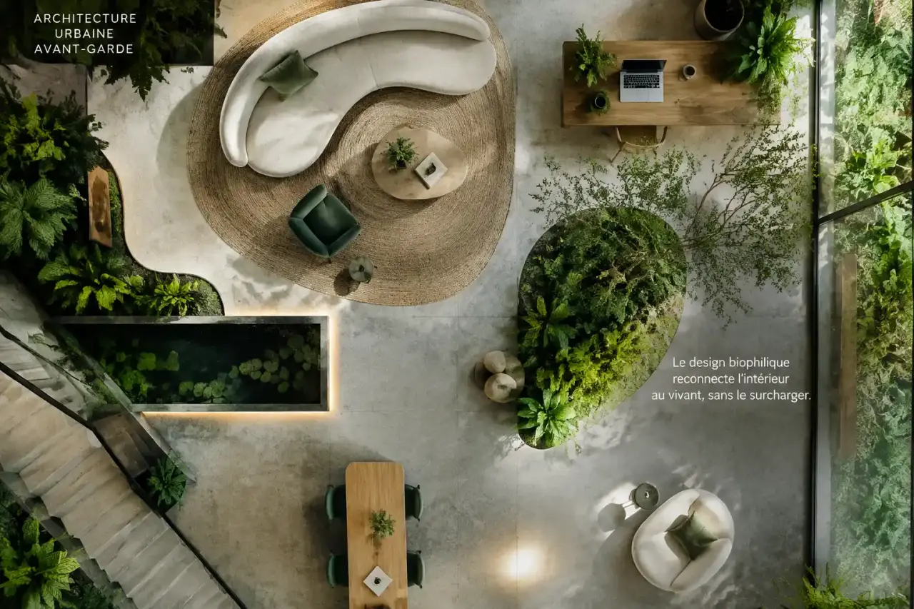 Le design biophilique reconnecte l’intérieur au vivant, sans le surcharger
